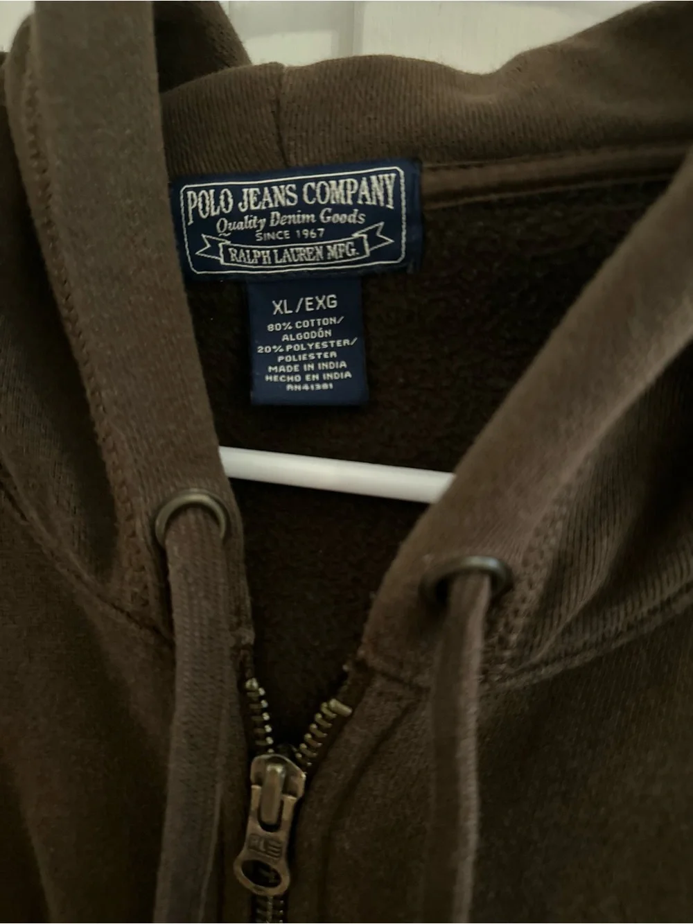 Ralph Lauren RL67 Brown Zip-Up Hoodie